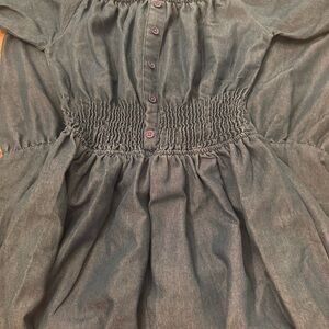 Smocked denim wash midi dress